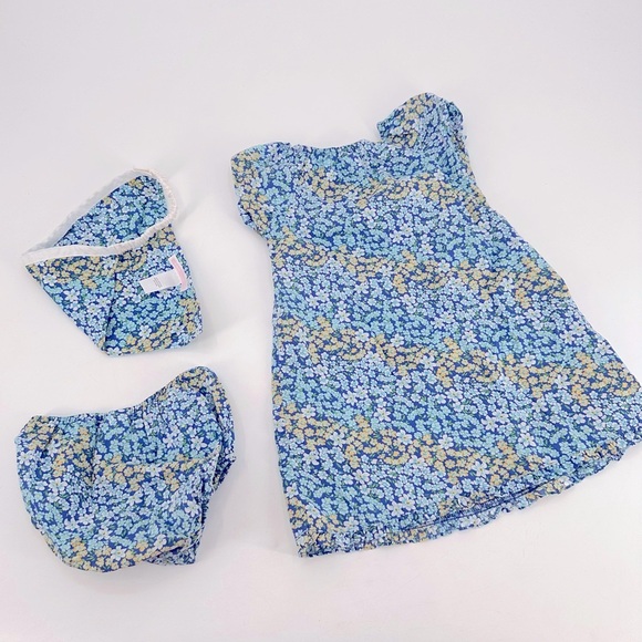 Janie & Jack Floral Dress + Diaper Cover + Bandana Size 18-24 months - Picture 3 of 3